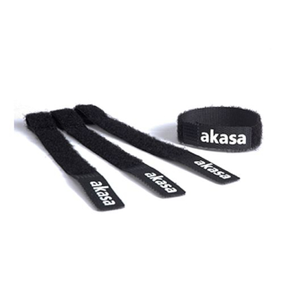 Picture of Akasa Re-Usable Velcro Cable Ties, Black, Self-fastening, Pack of 5