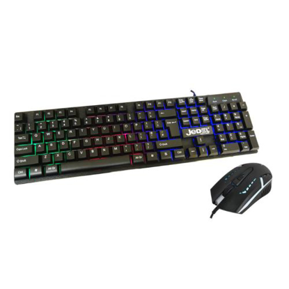 Picture of Jedel GK100 RGB Gaming Desktop Kit, Backlit Membrane RGB Keyboard & 800-1600 DPI LED Mouse, Black
