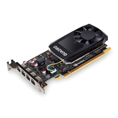 Picture of PNY Quadro P1000 Professional Graphics Card, 4GB DDR5, 640 Cores, 4 miniDP 1.2 (1 x DVI & 4 x DP adapters), Low Profile (Bracket Included), Retail