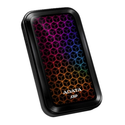 Picture of ADATA SE770G 512GB External RGB SSD, USB 3.2 Gen2 Type-C (USB-A Adapter), R/W 1000/800 MB/s, Windows/Mac/Android Compatible