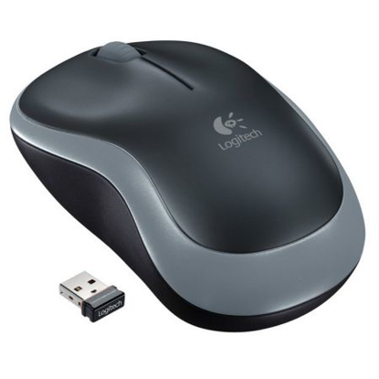 Picture of Logitech M185 Wireless Notebook Mouse, USB Nano Receiver, Black/Grey