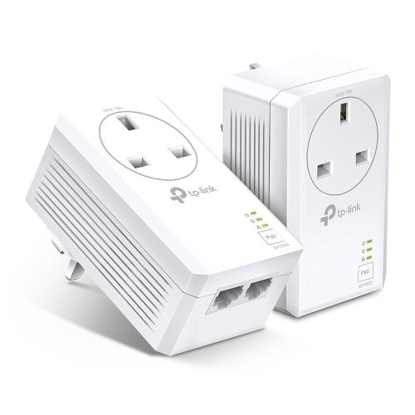 Picture of TP-LINK (TL-PA7027P KIT) AV1000 GB Powerline Adapter Kit, 2-Port, AC Pass Through