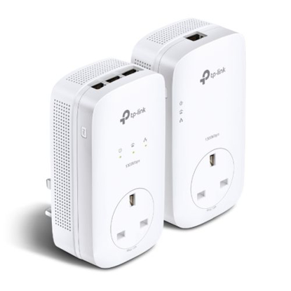 Picture of TP-LINK (TL-PA8033P KIT) AV1300 GB Powerline Adapter Kit, 3-Port, AC Pass Through
