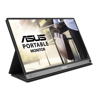 Picture of Asus 15.6" Portable IPS Monitor (MB16AP), 1920 x 1080, USB-C (USB-A adapter), USB-powered, Ultra-slim, Auto-rotatable, Smart Case Stand