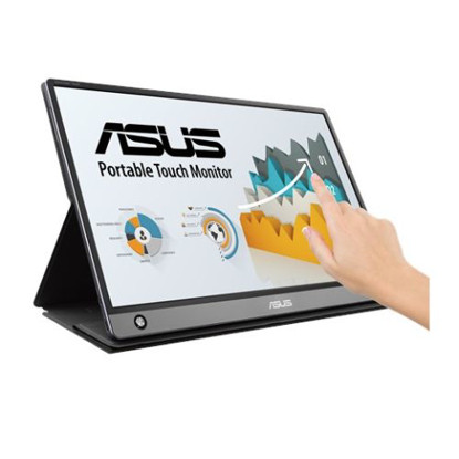 Picture of Asus 15.6" Portable IPS Touchscreen Monitor (ZenScreen MB16AMT), 1920 x 1080, USB-C (USB-A adapter), micro-HDMI, 7800mAh Battery, Auto-rotatable, Hybrid Signal, Smart Case Stand