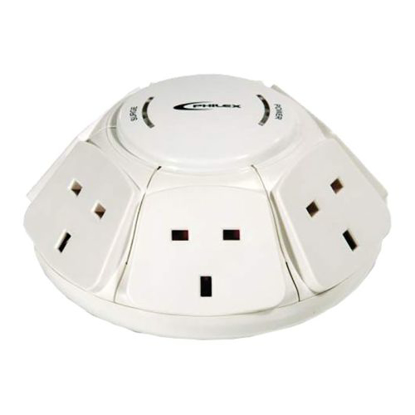 Picture of Philex PowerDome Multi Socket Extension Dome, 6-Way, 1M Cable, 13A, Surge Protected