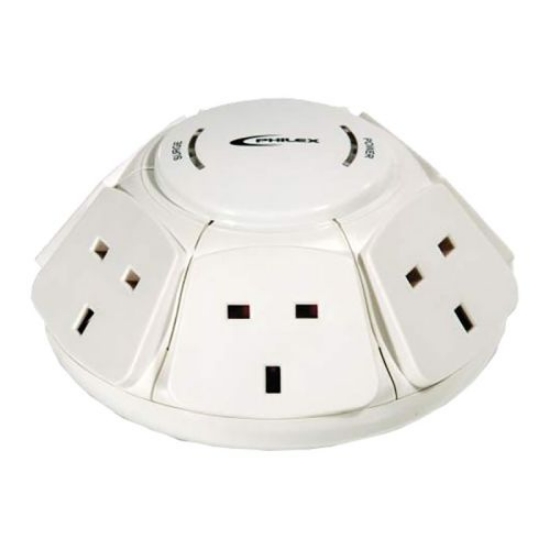 Picture of Philex PowerDome Multi Socket Extension Dome, 6-Way, 1M Cable, 13A, Surge Protected