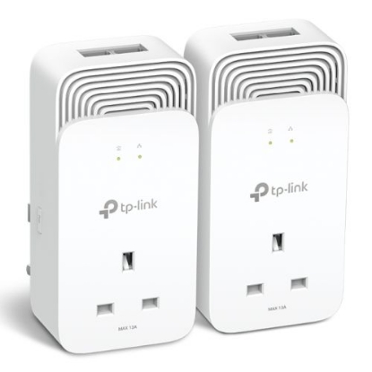 Picture of TP-LINK (PG2400P KIT) Wired 1428Mbps G.hn2400 Powerline Adapter Kit, AC Pass Through, 2-Port, Power Saving Mode