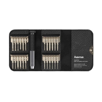 Picture of Hama 24-in-1 Mini Screwdriver Set, Resilient Steel, Leather-Look Case