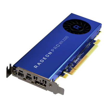 Picture of AMD Radeon Pro WX 2100 Professional Graphics Card, 2GB DDR5, DP, 2 miniDP (mDP to DVI Adapter), 1219MHz Clock, Low Profile (Bracket Included)