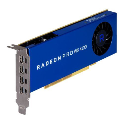 Picture of AMD Radeon Pro WX 4100 Professional Graphics Card, 4GB DDR5, 4 miniDP (4 x DP adapters), 1201MHz, Low Profile (Bracket Included)