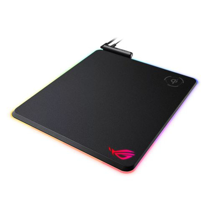 Picture of Asus ROG Balteus RGB Gaming Mouse Pad with Qi Wireless Charging, Customisable Lighting, Non-slip, USB Passthrough, 370 x 320 x 7.9 mm