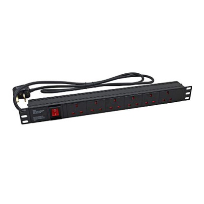 Picture of Jedel PDU-6W-SURGEJE Power Distribution Unit, 1U Vertical/Horizontal Rackmount, 13 Amp, 6 Outlets, On/Off Switch, 1.8m Cable