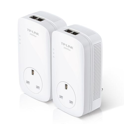 Picture of TP-LINK (TL-PA9020P KIT) AV2000 GB Powerline Adapter Kit, AC Pass Through, 2 Ports