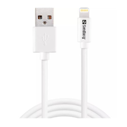 Picture of Sandberg Apple Approved Lightning Cable, 1 Metre, White, 5 Year Warranty, Clear Bag