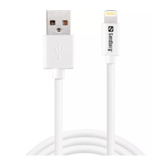 Picture of Sandberg Apple Approved Lightning Cable, 1 Metre, White, 5 Year Warranty, Clear Bag