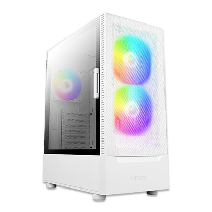 Picture of Antec NX410 Gaming Case w/ Glass Window, ATX, 3 x ARGB Fans, LED Control Button, Mesh Front, White