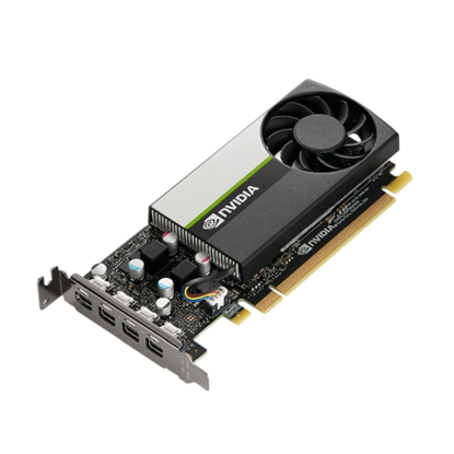 Picture of PNY T1000 Professional Graphics Card, 4GB DDR6, 896 Cores, 4 miniDP 1.4 (4 x DP adapters), Low Profile (Bracket Included), Retail