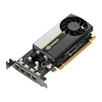 Picture of PNY T1000 Professional Graphics Card, 8GB DDR6, 896 Cores, 4 miniDP 1.4 (4 x DP adapters), Low Profile (Bracket Included), Retail