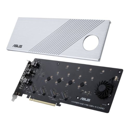 Picture of Asus Hyper M.2 x16 Gen 4 Card (PCIe 4.0/3.0), Supports four NVMe M.2 Devices & PCIe 4.0 NVMe RAID and Intel RAID-on-CPU