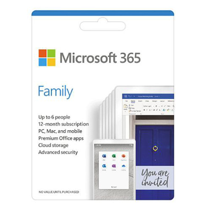 Picture of Microsoft Office 365 Family, 6 Users - 5 Devices Each (PC, Mac, iOS & Android), 1 Year Subscription