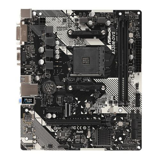 Picture of Asrock A320M-DVS R4.0, AMD A320, AM4, Micro ATX, 2 DDR4, VGA, DVI