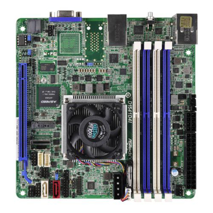 Picture of Asrock Rack D1541D4I Server Board, Integrated Xeon D1541 CPU, Mini ITX, VGA, Dual GB LAN, Serial Port, IPMI LAN, M.2