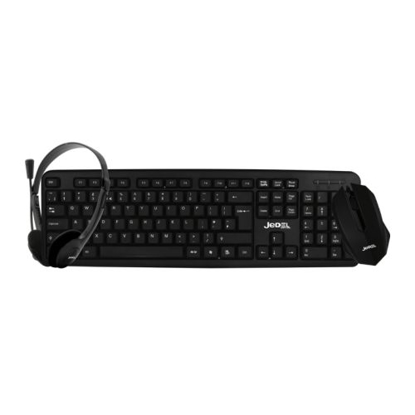 Picture of Jedel G-S11 3-in-1 Office Kit - USB Keyboard & Mouse + 3.5mm Jack Headset with Boom Mic, Retail Boxed