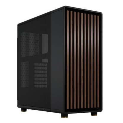 Picture of Fractal Design North Charcoal Black (Black Solid) Case, ATX, Fine Mesh Side, 2 Fans, USB-C, Walnut Front