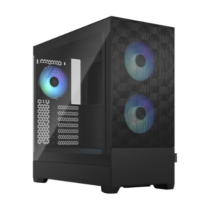 Picture of Fractal Design Pop Air RGB (Black TG) Gaming Case w/ Clear Glass Window, ATX, Hexagonal Mesh Front, 3 RGB Fans & ARGB Controller