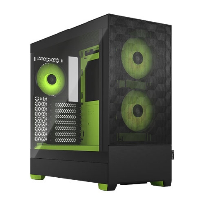 Picture of Fractal Design Pop Air RGB (Green Core TG) Gaming Case w/ Clear Glass Window, ATX, Hexagonal Mesh Front, Green Interior/Accents, 3 RGB Fans & ARGB Controller