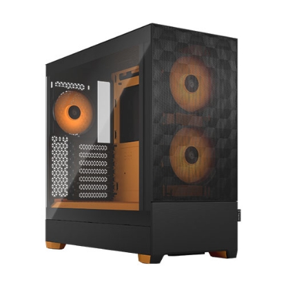 Picture of Fractal Design Pop Air RGB (Orange Core TG) Gaming Case w/ Clear Glass Window, ATX, Hexagonal Mesh Front, Orange Interior/Accents, 3 RGB Fans & ARGB Controller