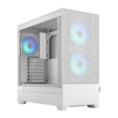 Picture of Fractal Design Pop Air RGB (White TG) Gaming Case w/ Clear Glass Window, ATX, Hexagonal Mesh Front, 3 RGB Fans & ARGB Controller