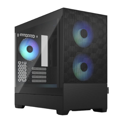 Picture of Fractal Design Pop Mini Air RGB (Black TG) Gaming Case w/ Clear Glass Window, Micro ATX, Hexagonal Mesh Front, 3 RGB Fans & ARGB Controller