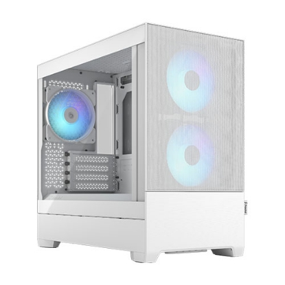 Picture of Fractal Design Pop Mini Air RGB (White TG) Gaming Case w/ Clear Glass Window, Micro ATX, Hexagonal Mesh Front, 3 RGB Fans & ARGB Controller