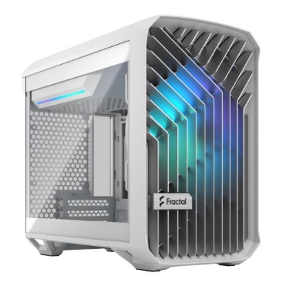 Picture of Fractal Design Torrent Nano (Light TG RGB White) Case w/ Light Tint Glass Window, Mini ITX, 1 RGB Fan, ATX PSU & 335mm GPU Support, 280mm Watercooling, RGB Strip, Front Grille, USB-C