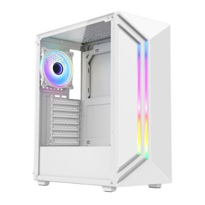 Picture of Vida Apollo White ARGB Gaming Case w/ Glass Window, ATX, Rear ARGB Fan, Front LED Strips