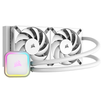 Picture of Corsair iCUE H100i RGB ELITE 240mm Liquid CPU Cooler, RGB Pump Head, 2 x 12cm AF ELITE PWM Fans, White