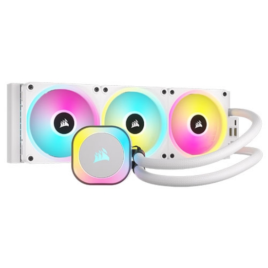 Picture of Corsair iCUE LINK H150i 360mm RGB Liquid CPU Cooler, QX120 RGB Magnetic Dome Fans, 20 LED Pump Head, iCUE LINK Hub Included, White