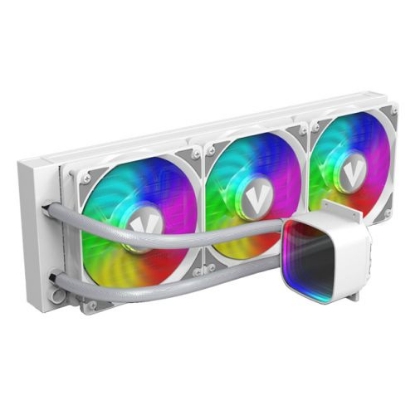 Picture of Vida Aquilo 360mm ARGB Liquid CPU Cooler, 3x ARGB PWM Fans, Infinity Mirror RGB Pump Head, White