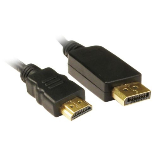 Picture of Jedel DisplayPort Male to HDMI Male Converter Cable, 1.8 Metres, Black