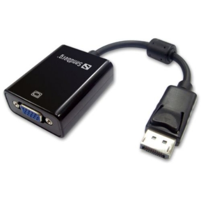 Picture of Sandberg DisplayPort Male to VGA Female Converter Cable, 20cm, Black, 5 Year Warranty
