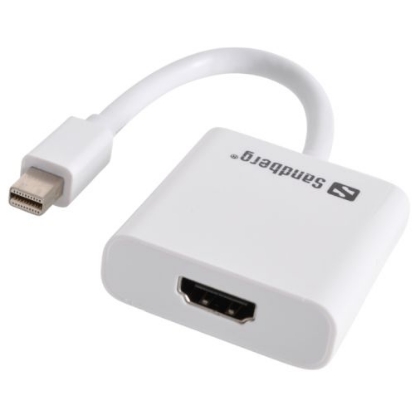 Picture of Sandberg Mini DisplayPort Male to HDMI Female Converter Cable, White, 5 Year Warranty