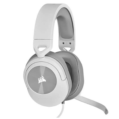 Picture of Corsair HS55 Stereo Gaming Headset, 3.5mm Jack, Lightweight, Flip-To-Mute Mic, Memory Foam Earpads, White