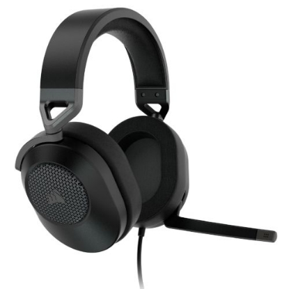 Picture of Corsair HS65 Surround Gaming Headset, 3.5mm Jack (USB Adapter), 7.1 Surround, Flip-To-Mute Mic, SoundID Customisation, Carbon