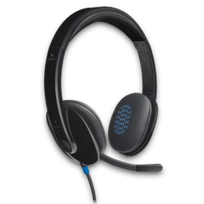 Picture of Logitech H540 Headset, Noise Cancelling Mic, USB, On Ear Controls, Padded