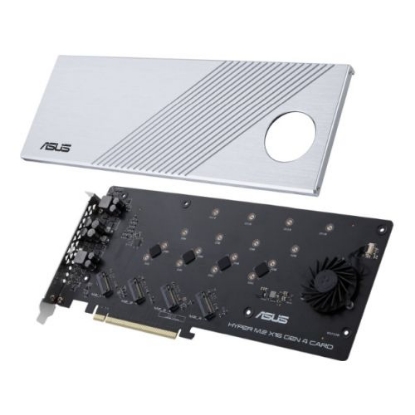 Picture of Asus Hyper M.2 x16 Gen 4 Card (PCIe 4.0/3.0), Supports four NVMe M.2 Devices & PCIe 4.0 NVMe RAID and Intel RAID-on-CPU