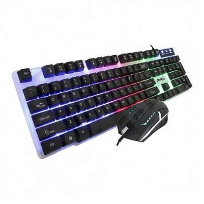 Picture of Jedel GK100 RGB Gaming Desktop Kit, Backlit Membrane RGB Keyboard & 800-1600 DPI LED Mouse, White