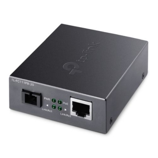 Picture of TP-LINK (TL-FC111PB-20) 10/100 Mbps WDM Media Converter with 1-Port PoE, up to 20km, 802.3u 10/100Base-TX, 100Base-FX, Single-Mode, Half-Duplex/Full-Duplex