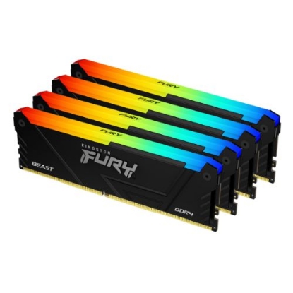Picture of Kingston Fury Beast RGB 64GB Kit (4 x 16GB), DDR4, 3200MHz (PC4-25600), CL16, XMP, DIMM Memory